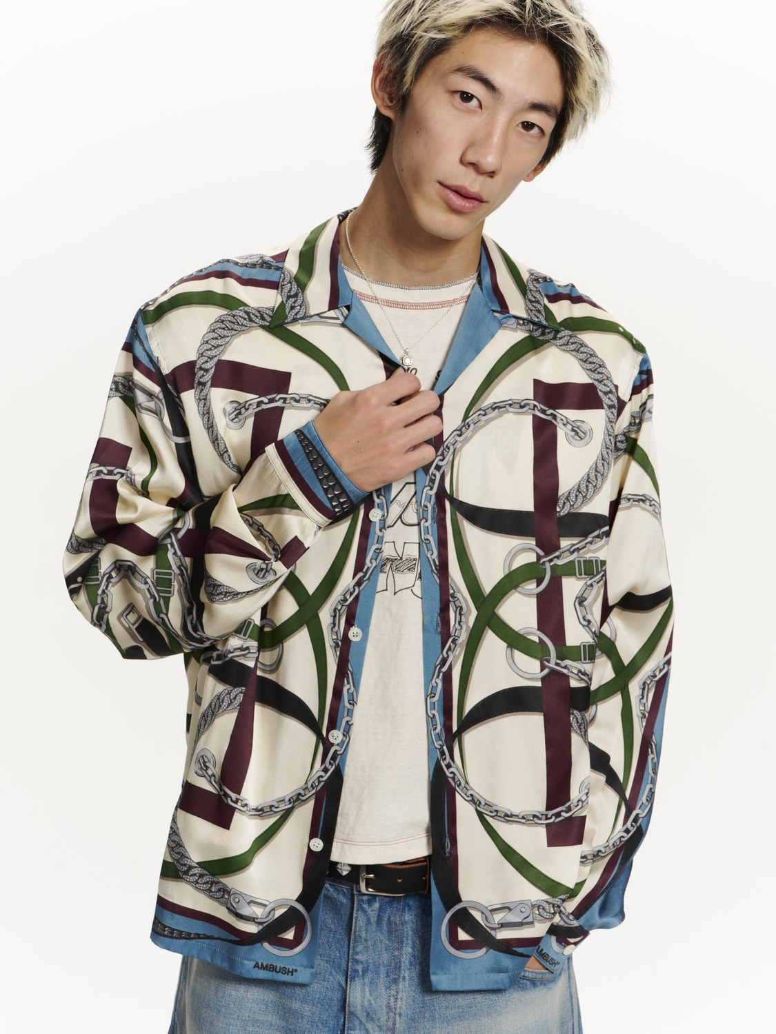 SCARF PRINT LONG SLEEVE SHIRT 詳細画像 O.white 4