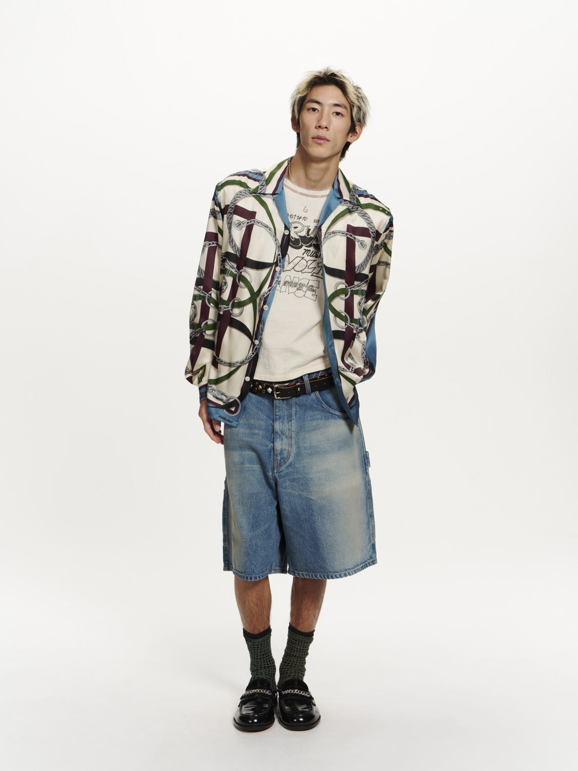 SCARF PRINT LONG SLEEVE SHIRT 詳細画像 O.white 6