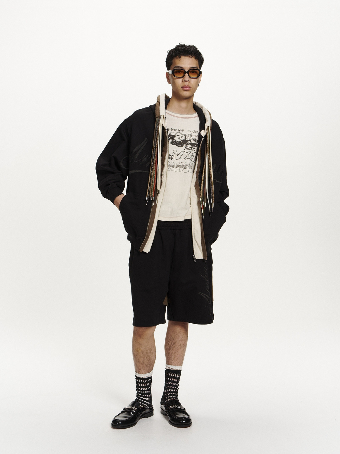 EMBROIDERED MULTICORD HOODIE 詳細画像 Black 4