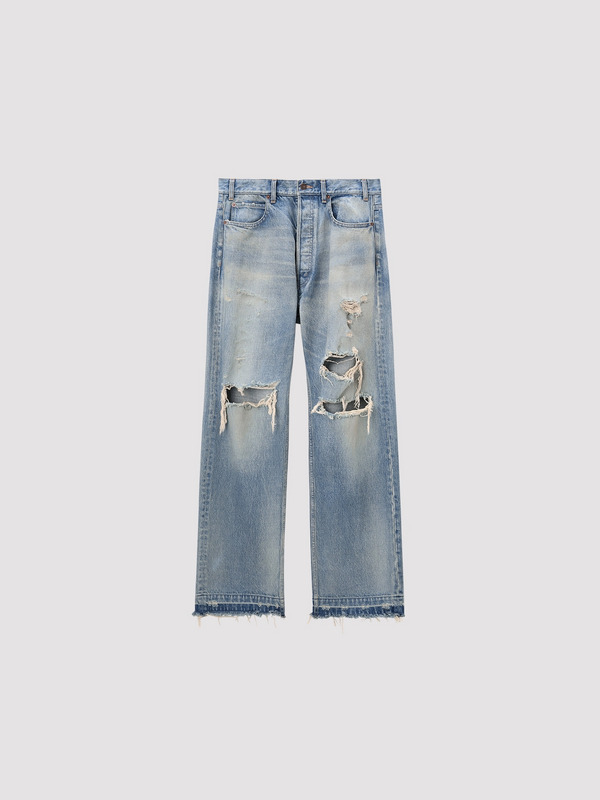 CRUSHED DENIM PANTS