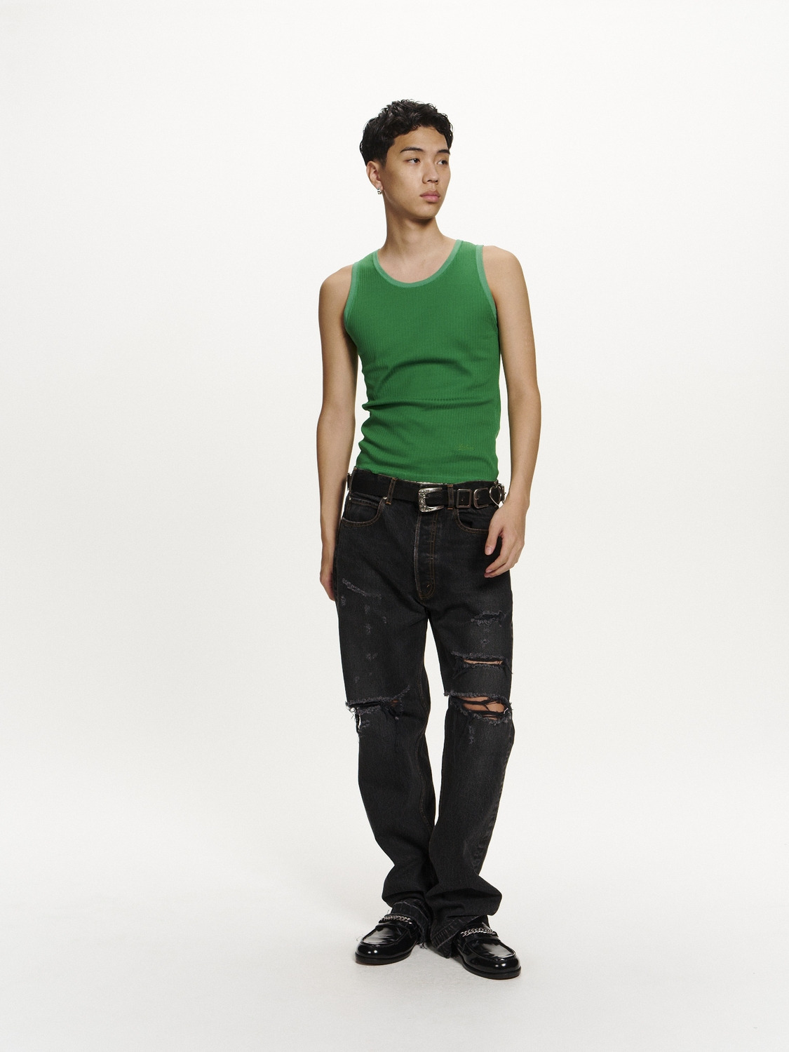 CRUSHED DENIM PANTS 詳細画像 Black 3