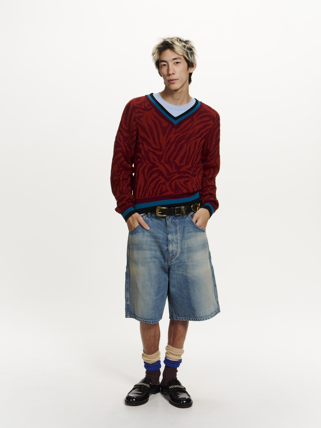 ZEBRA PATTERN KNIT SWEATER 詳細画像 Burgundy 6