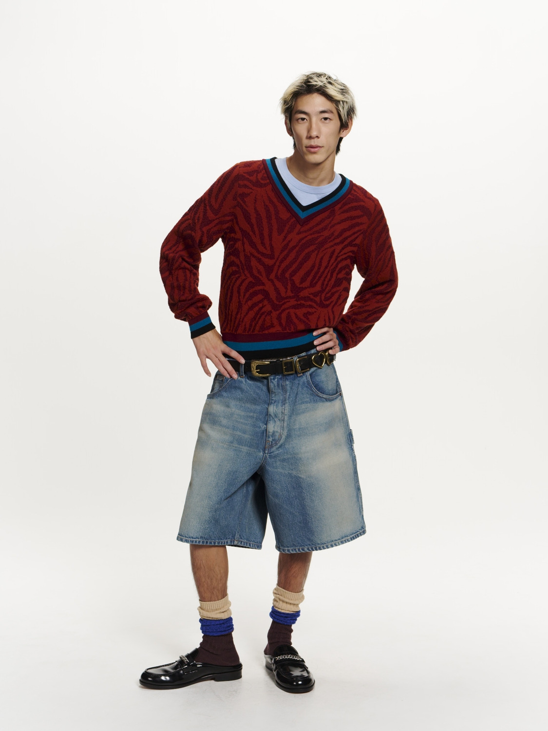 ZEBRA PATTERN KNIT SWEATER 詳細画像 Burgundy 9