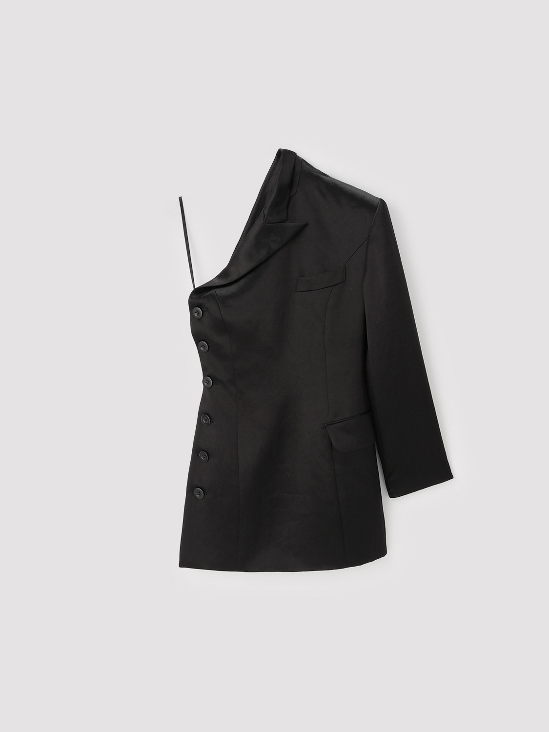 SATIN ASYMMETRIC JACKET 詳細画像 Black 1