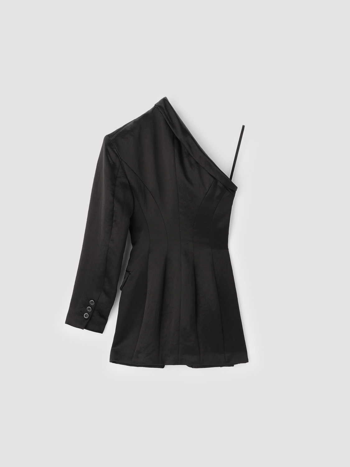 SATIN ASYMMETRIC JACKET 詳細画像 Black 2
