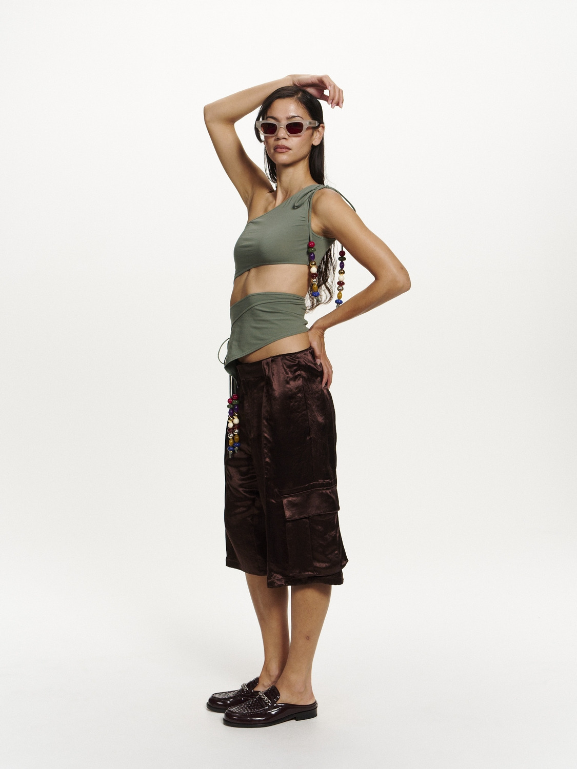 SATIN CARGO SHORTS 詳細画像 Brown 6