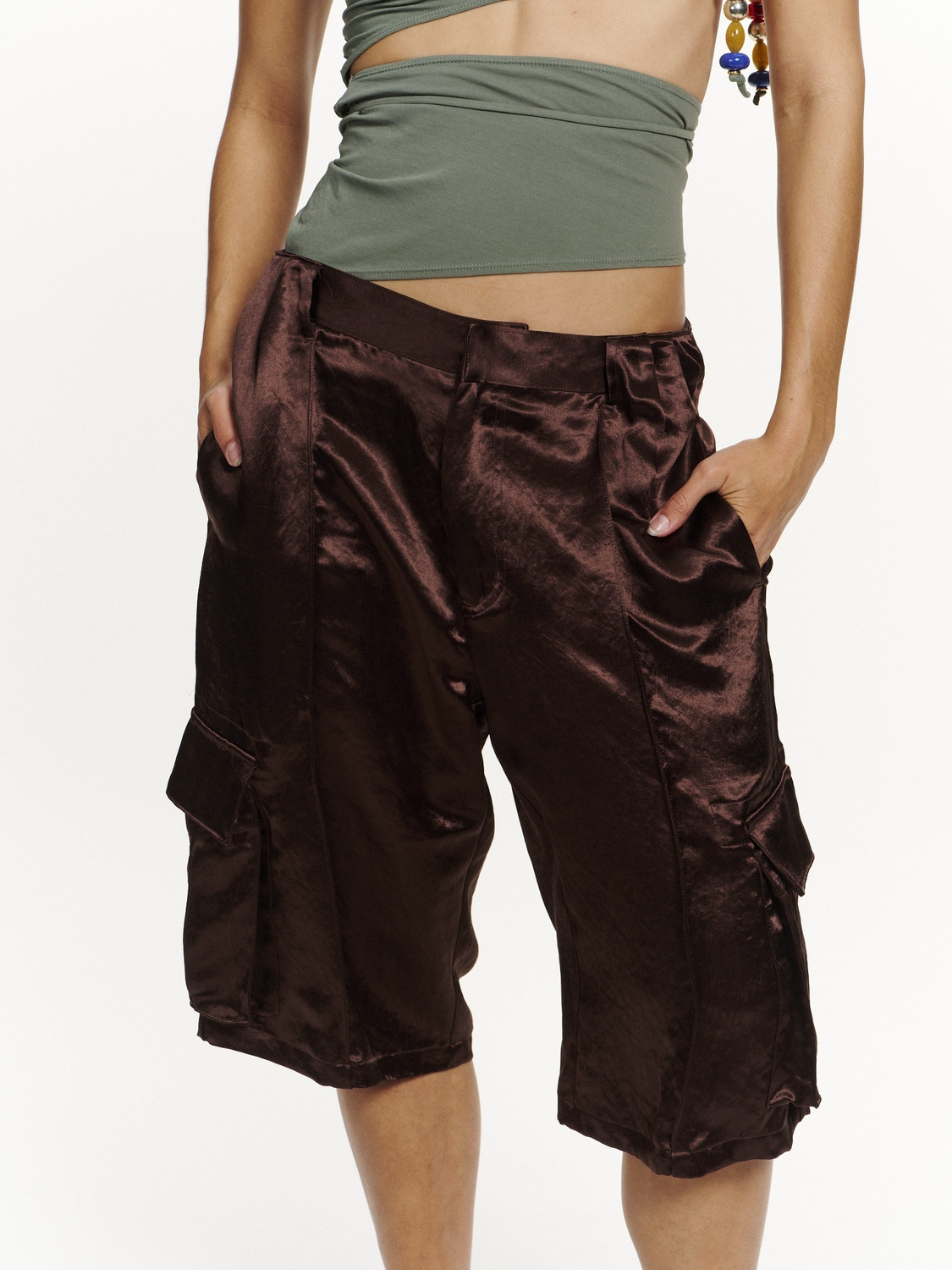 SATIN CARGO SHORTS 詳細画像 Brown 8