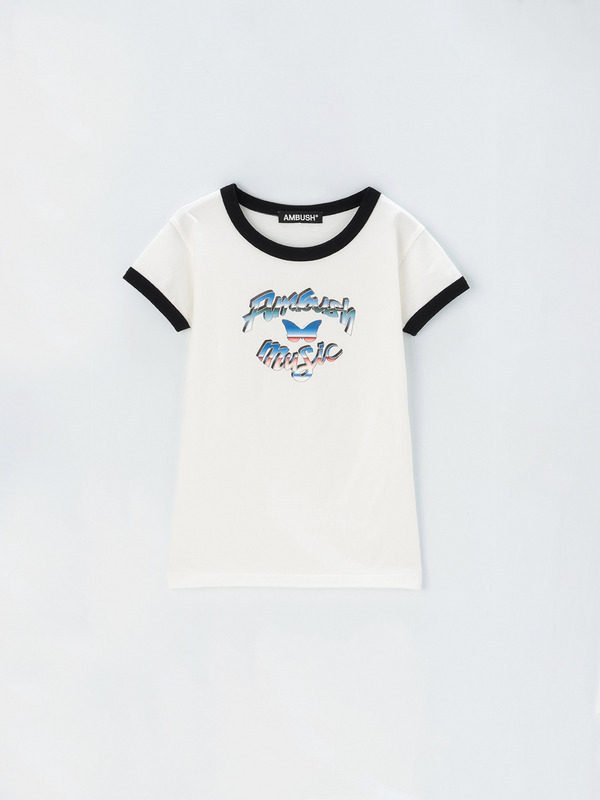  'AMBUSH MUSIC'  FITTED RINGER T-SHIRT