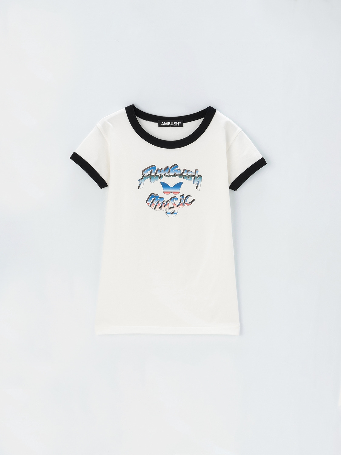  'AMBUSH MUSIC' FITTED RINGER T-SHIRT 詳細画像 White 1