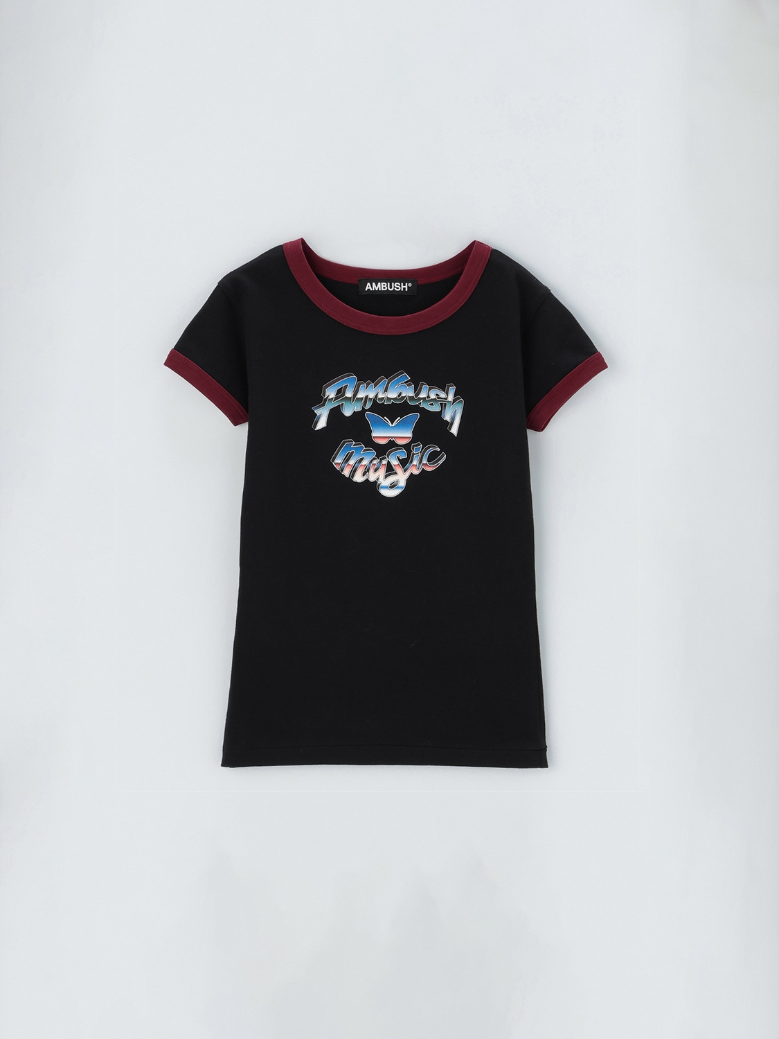  'AMBUSH MUSIC' FITTED RINGER T-SHIRT 詳細画像 Black 1