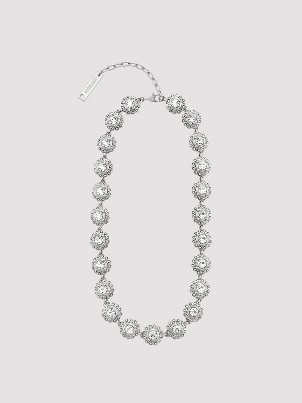 CRYSTAL FLOWER LINK SHORT NECKLACE