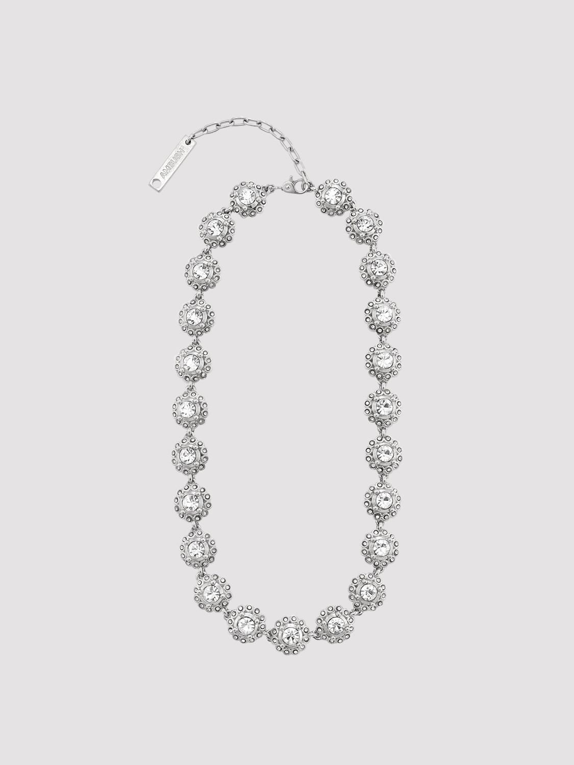 CRYSTAL FLOWER LINK SHORT NECKLACE 詳細画像 Silver 1
