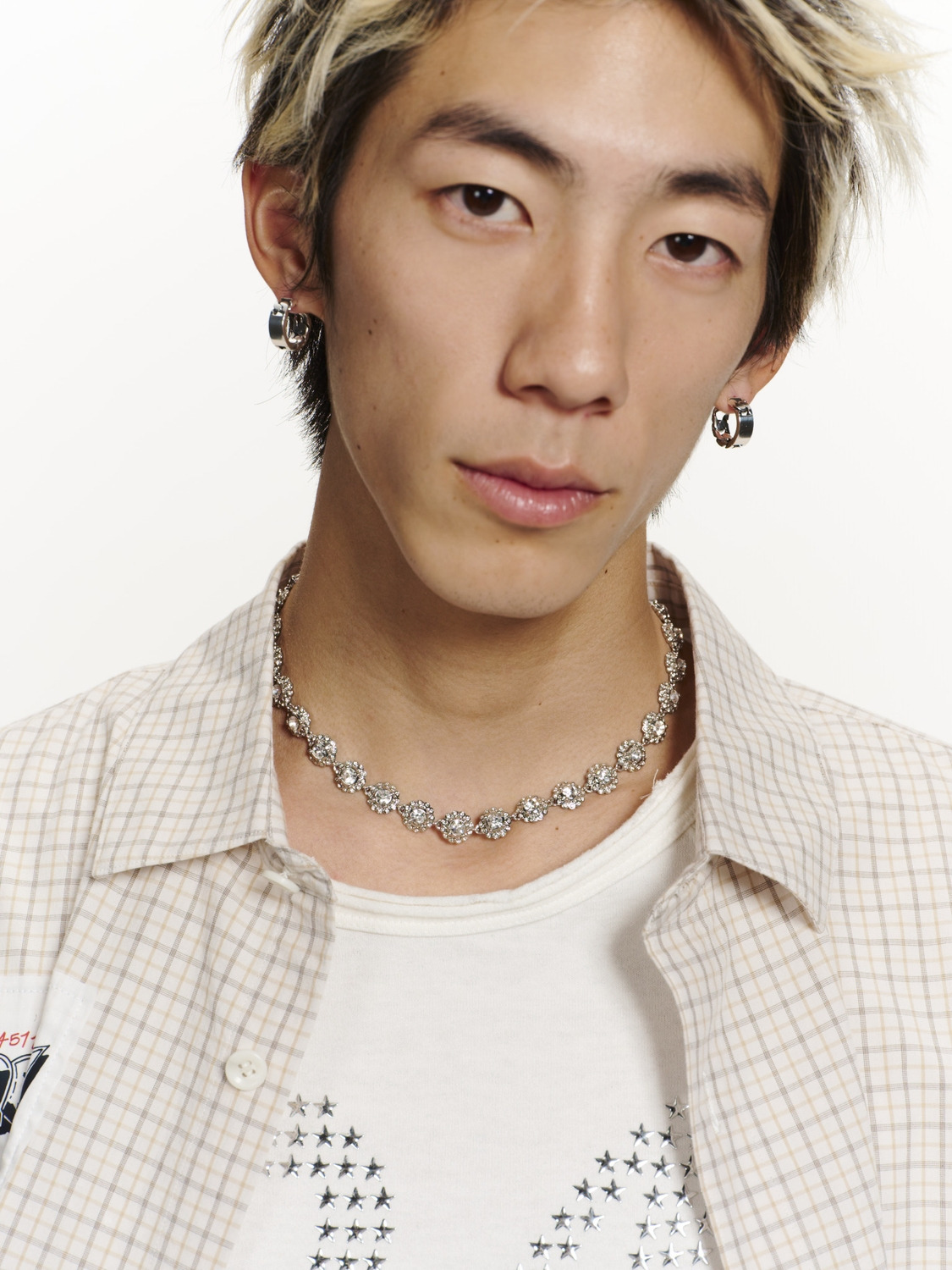 CRYSTAL FLOWER LINK SHORT NECKLACE 詳細画像 Silver 4