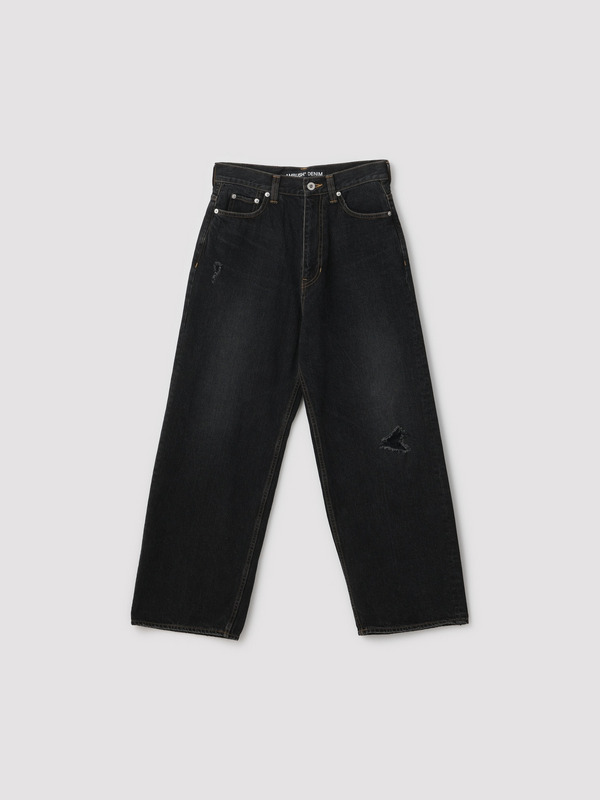 WIDE FLARE FIT DENIM PANTS Black	
